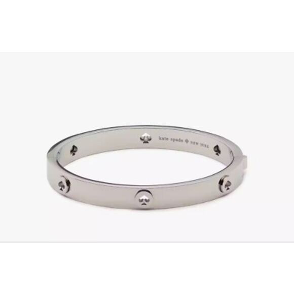 Kate Spade Spot The Spade Studded Hinged Bangle Silver Toned Women’s - Picture 11 of 11